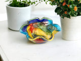 9" Rainbow Multi Colored Art Glass Centerpiece Bowl - Homeroots