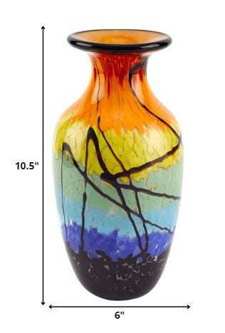 10.5 Mouth Blown Art Glass Urn Shape Decorative Vase - Homeroots - Flyclothing LLC