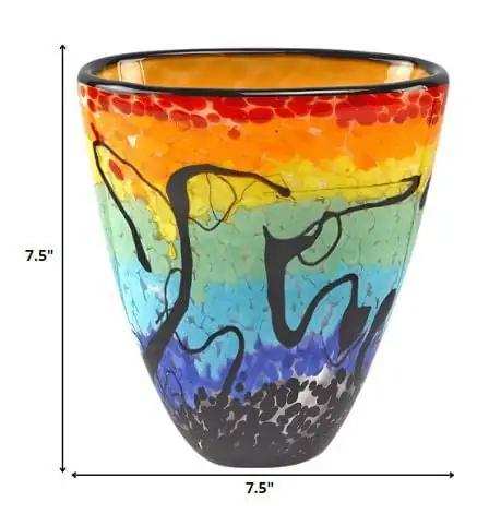 75 Mouth Blown Art Glass Oval Vase - Homeroots - Flyclothing LLC