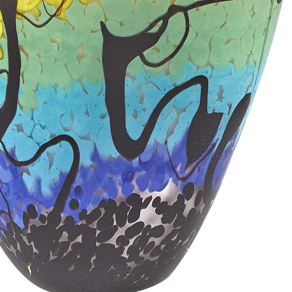 75 Mouth Blown Art Glass Oval Vase - Homeroots - Flyclothing LLC
