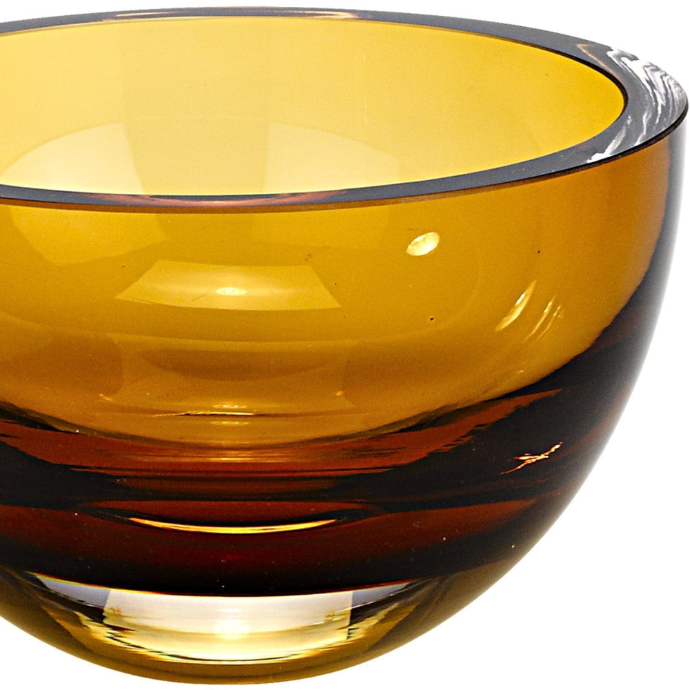 6" Amber Mouth Blown Crystal Thick Walled Bowl - Homeroots