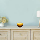 6" Amber Mouth Blown Crystal Thick Walled Bowl - Homeroots