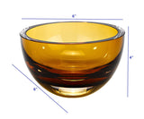 6" Amber Mouth Blown Crystal Thick Walled Bowl - Homeroots