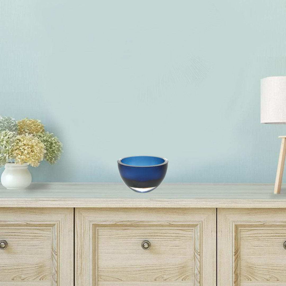 6 Mouth Blown European Made Lead Free Midnight Blue Crystal Bowl - Homeroots - Flyclothing LLC