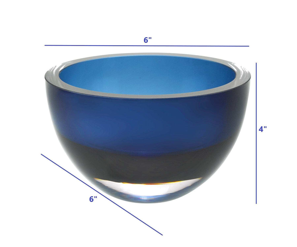 6 Mouth Blown European Made Lead Free Midnight Blue Crystal Bowl - Homeroots - Flyclothing LLC