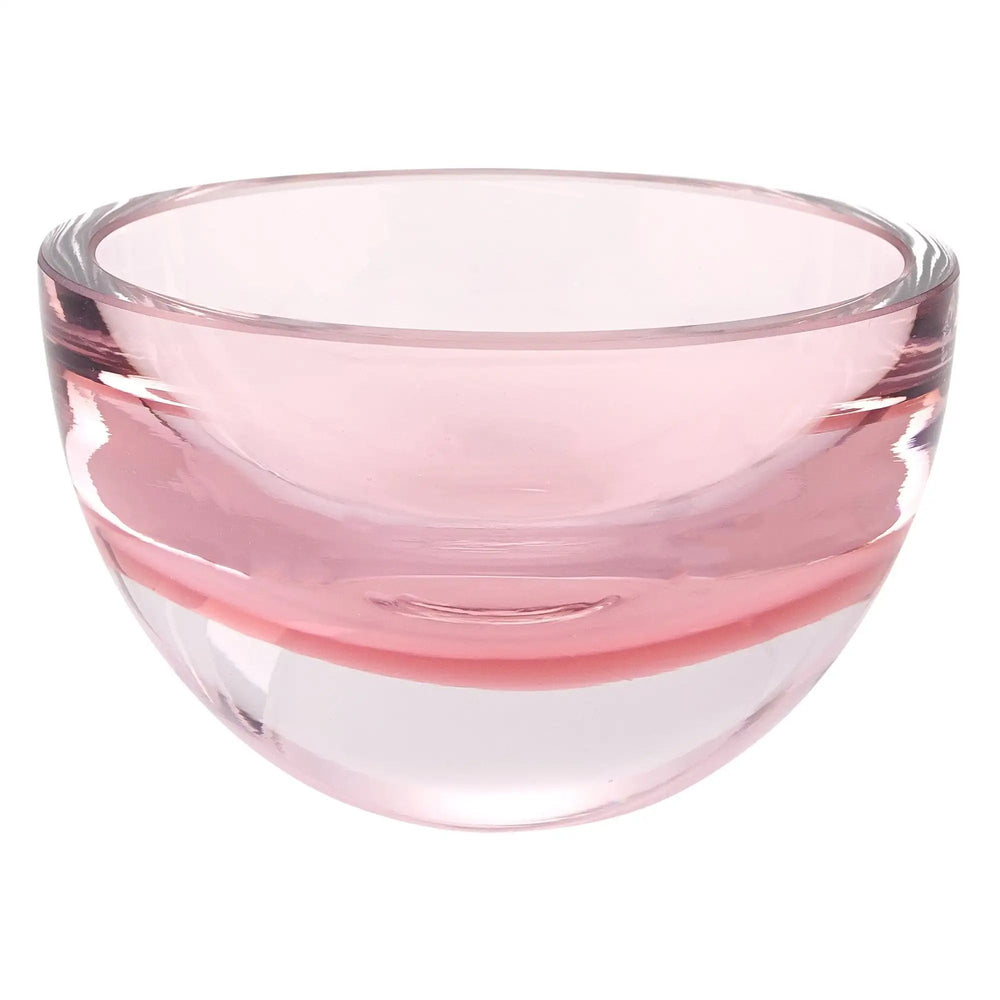 6" Pink Mouth Blown Crystal Thick Walled Bowl - Homeroots