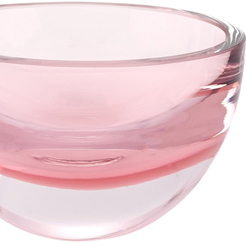 6" Pink Mouth Blown Crystal Thick Walled Bowl - Homeroots