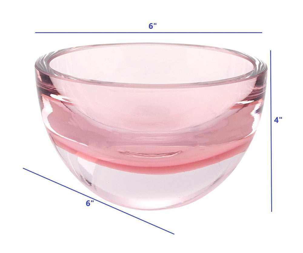 6" Pink Mouth Blown Crystal Thick Walled Bowl - Homeroots