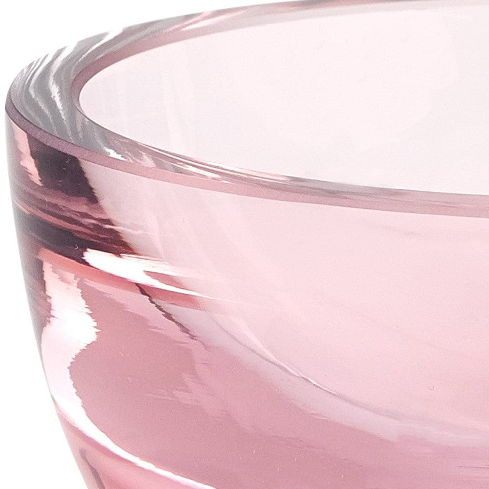 6" Pink Mouth Blown Crystal Thick Walled Bowl - Homeroots