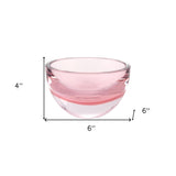 6" Pink Mouth Blown Crystal Thick Walled Bowl - Homeroots