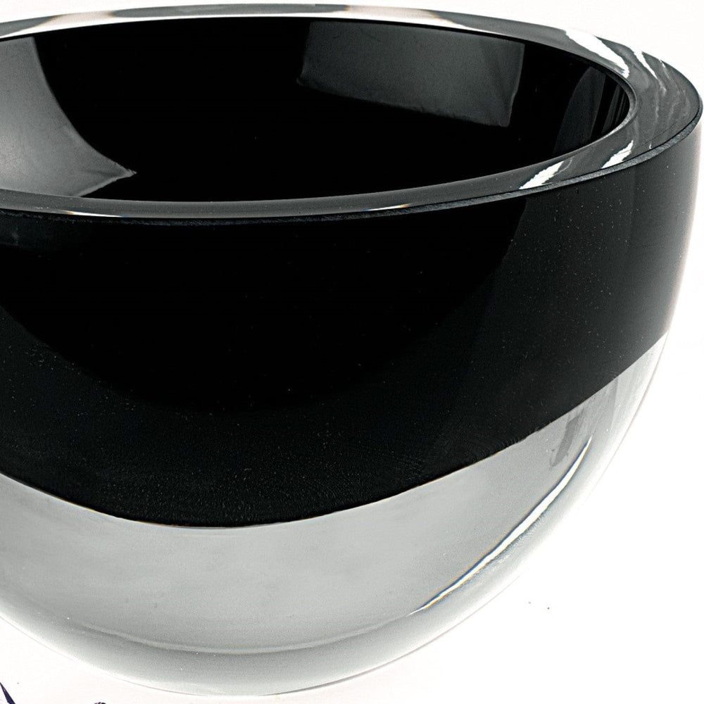 6" Black Mouth Blown Crystal Thick Walled Bowl - Homeroots