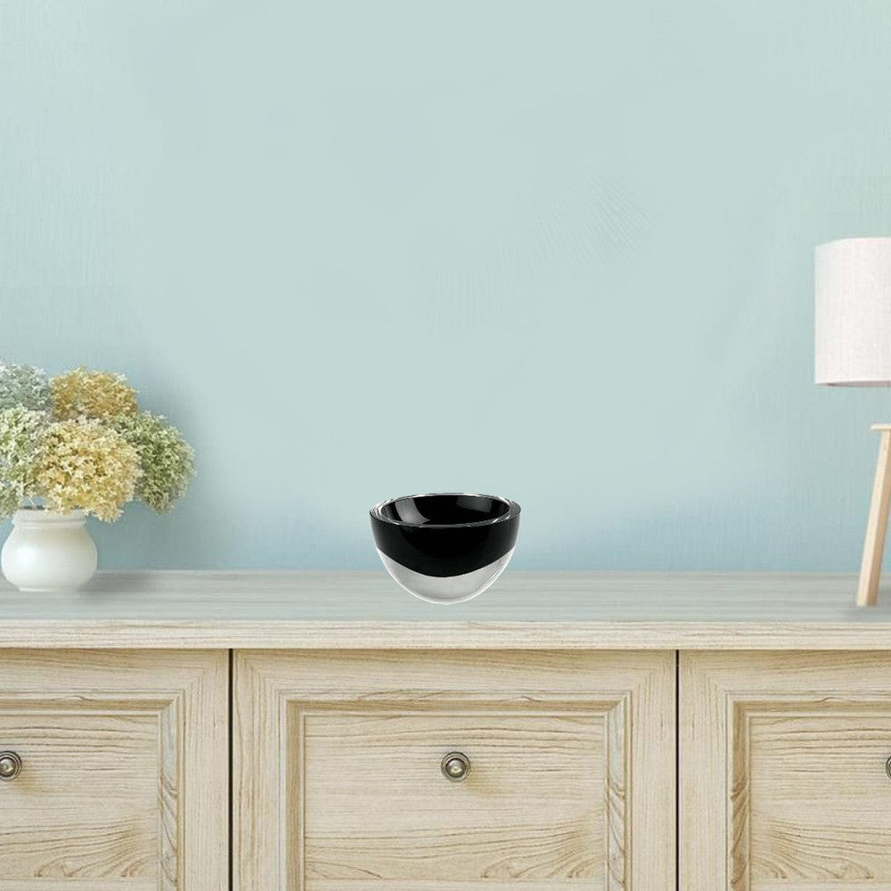 6" Black Mouth Blown Crystal Thick Walled Bowl - Homeroots