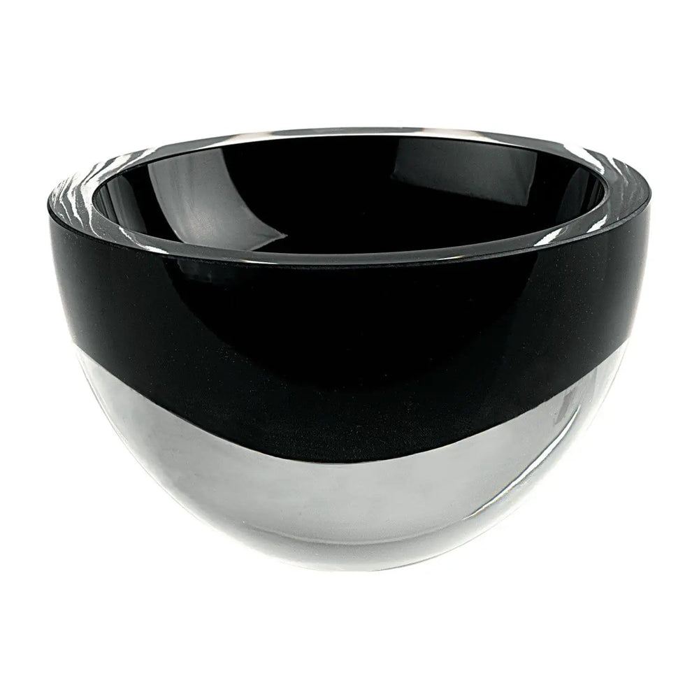 6" Black Mouth Blown Crystal Thick Walled Bowl - Homeroots