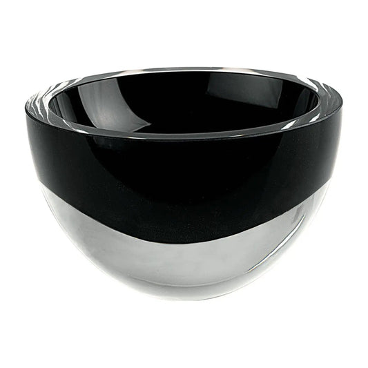 6" Black Mouth Blown Crystal Thick Walled Bowl - Homeroots