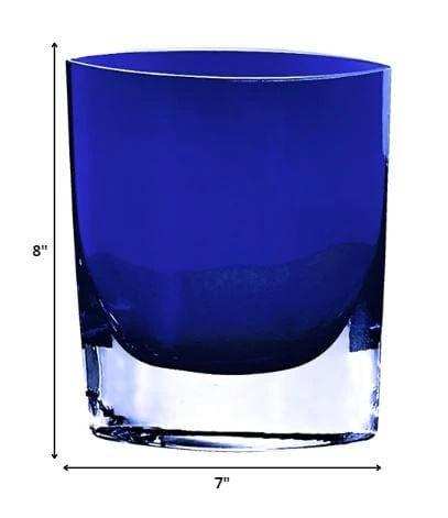 8 Mouth Blown Glass European Made Light Cobalt Vase - Homeroots - Flyclothing LLC