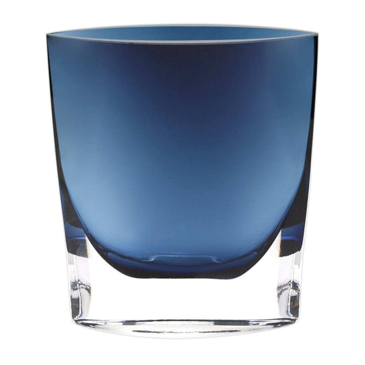8 Mouth Blown Glass European Made Midnight Blue Pocket Shaped Vase - Homeroots - Flyclothing LLC