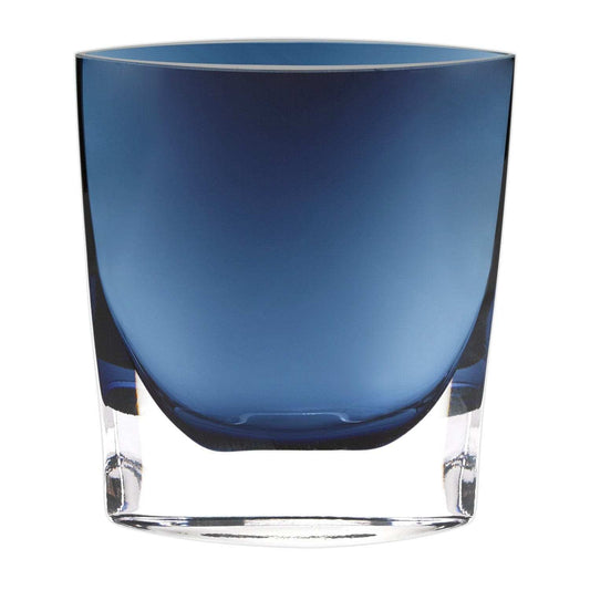 8 Mouth Blown Glass European Made Midnight Blue Pocket Shaped Vase - Homeroots - Flyclothing LLC