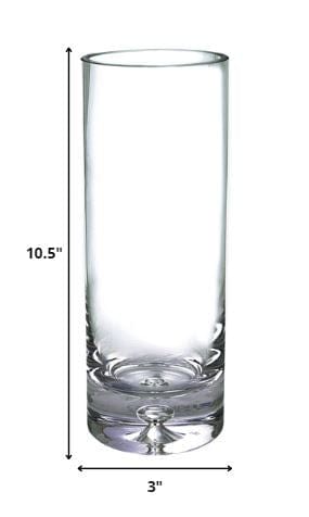 11" Clear Mouth Blown Crystal Cylinder Table Vase - Homeroots - Flyclothing LLC