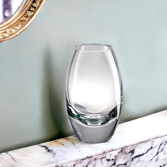 7" Clear Lead Free Crystal Oval Table Vase - Homeroots