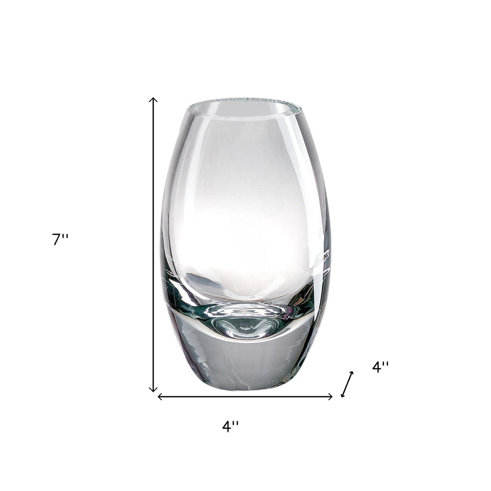 7" Clear Lead Free Crystal Oval Table Vase - Homeroots - Flyclothing LLC