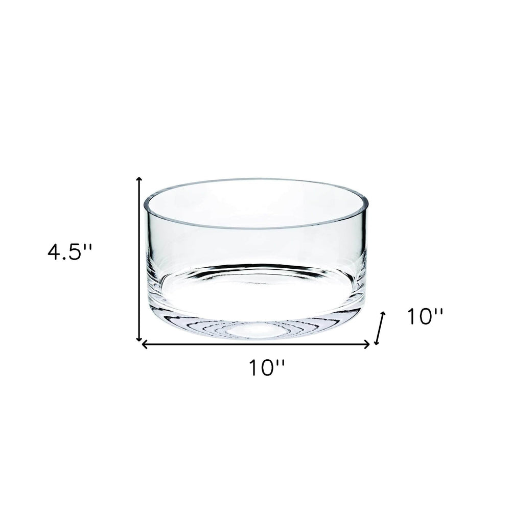 10" Mouth Blown Crystal European Made Crystal Bowl - Homeroots