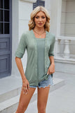 Texture Square Neck Short Sleeve Blouse - Trendsi - Flyclothing LLC