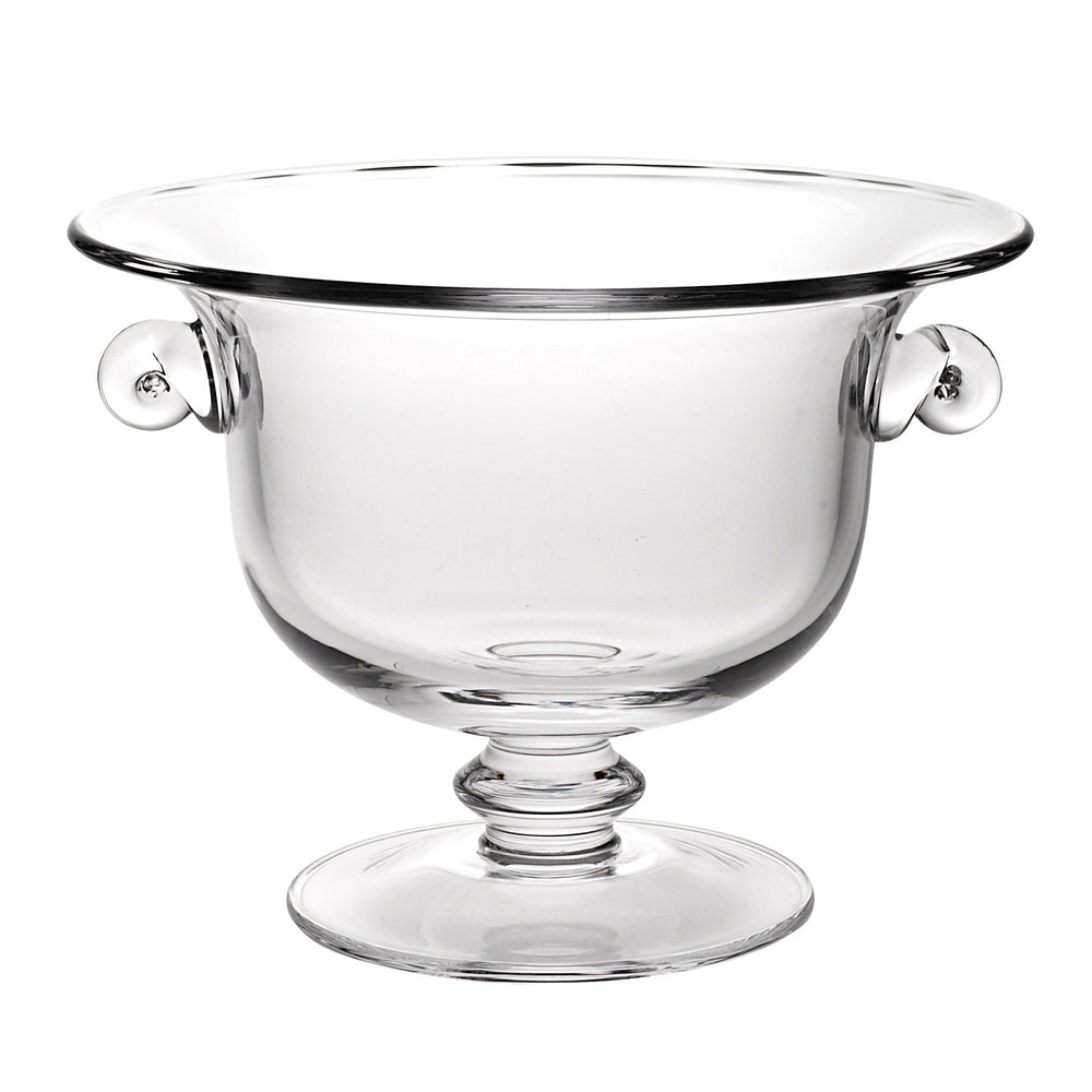 11" Clear Mouth Blown Crystal Round Pedestal Centerpiece Bowl - Homeroots