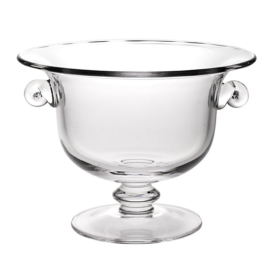 11" Clear Mouth  Blown Crystal Round Pedestal Centerpiece Bowl - Homeroots