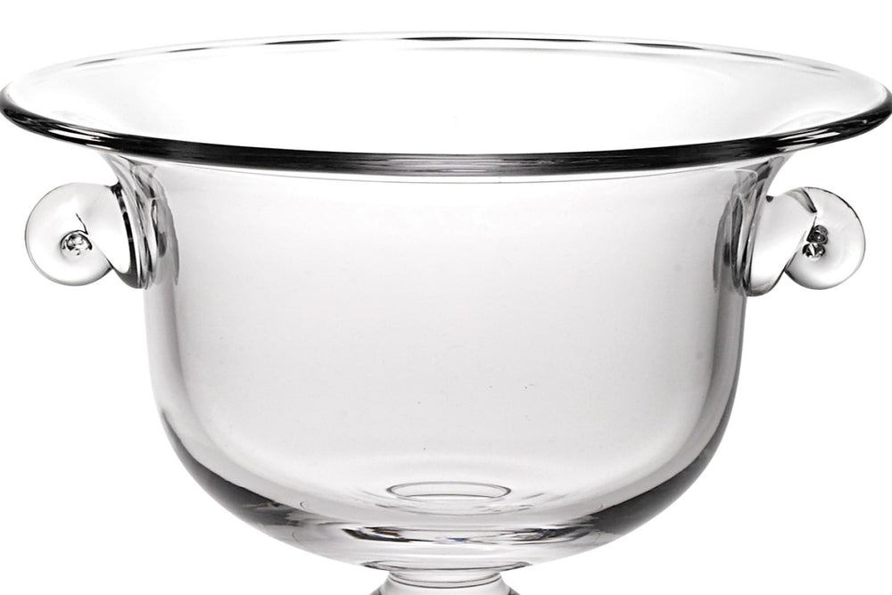 11" Clear Mouth Blown Crystal Round Pedestal Centerpiece Bowl - Homeroots
