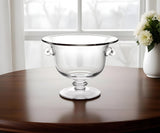 11" Clear Mouth Blown Crystal Round Pedestal Centerpiece Bowl - Homeroots