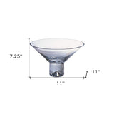 11" Clear Mouth Blown Crystal Round Pedestal Centerpiece Bowl - Homeroots