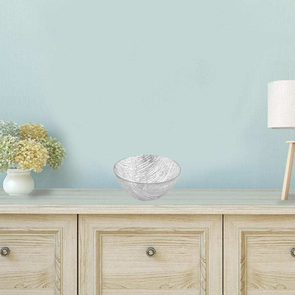 8 Hand Crafted Glass Silver Accent Salad Or Serving Bowl - Homeroots - Flyclothing LLC