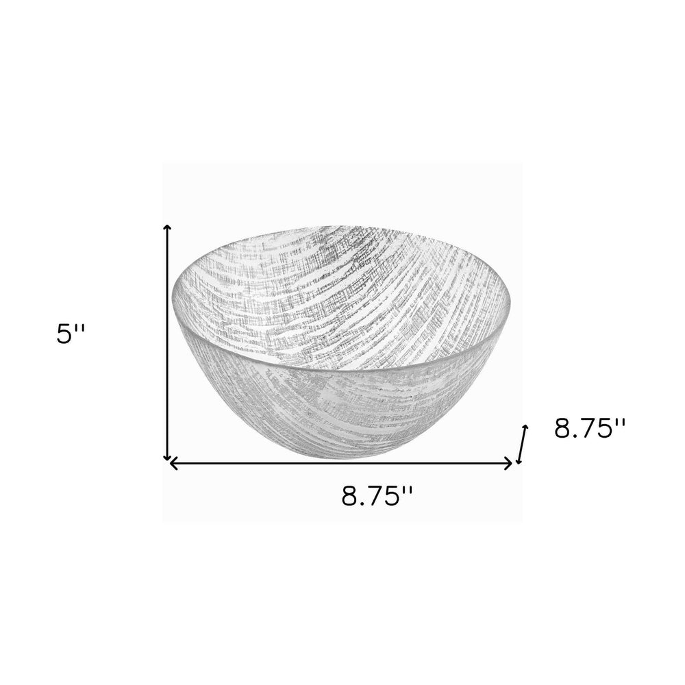 8 Hand Crafted Glass Silver Accent Salad Or Serving Bowl - Homeroots - Flyclothing LLC