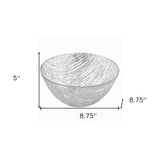8 Hand Crafted Glass Silver Accent Salad Or Serving Bowl - Homeroots - Flyclothing LLC