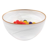 6 Hand Crafted White Gold Glass Bowl With Gold Rim - Homeroots - Flyclothing LLC