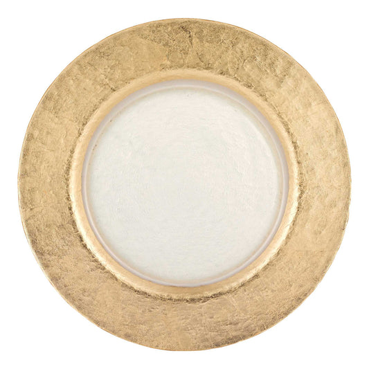 13" Gold Leaf Glass Charger Plate - Homeroots