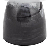 10" Black and Gray Swirl Mouth Blown Glass Footed Centerpiece Bowl - Homeroots