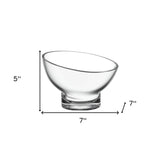 7" Clear Mouth Blown Slant Edge Glass Candy Bowl - Homeroots