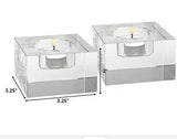Hand Crafted Crystal Block Pair Of Tlite Holders - Homeroots - Flyclothing LLC