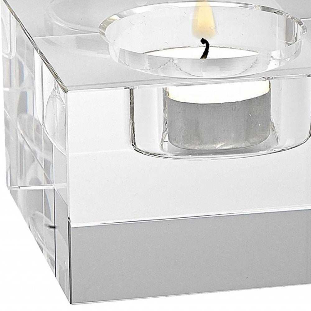 Hand Crafted Crystal Block Pair Of Tlite Holders - Homeroots - Flyclothing LLC