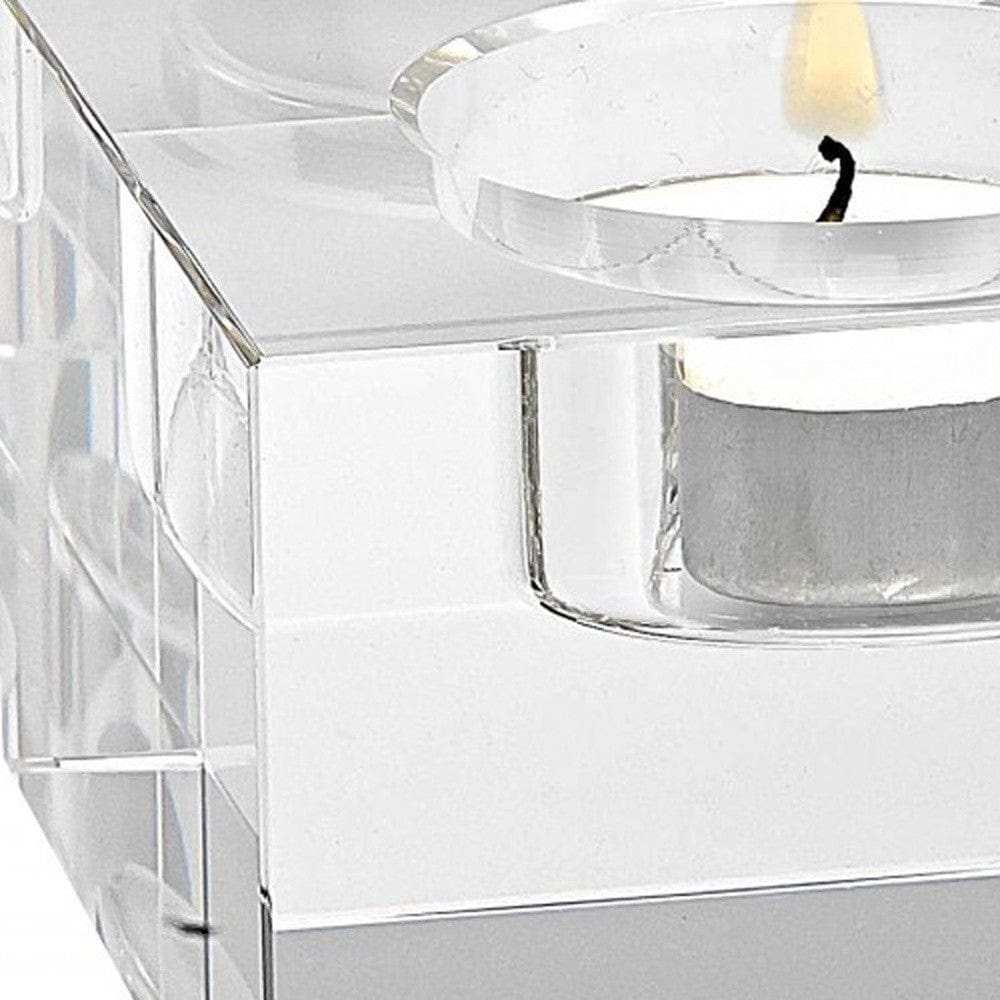 Hand Crafted Crystal Block Pair Of Tlite Holders - Homeroots - Flyclothing LLC