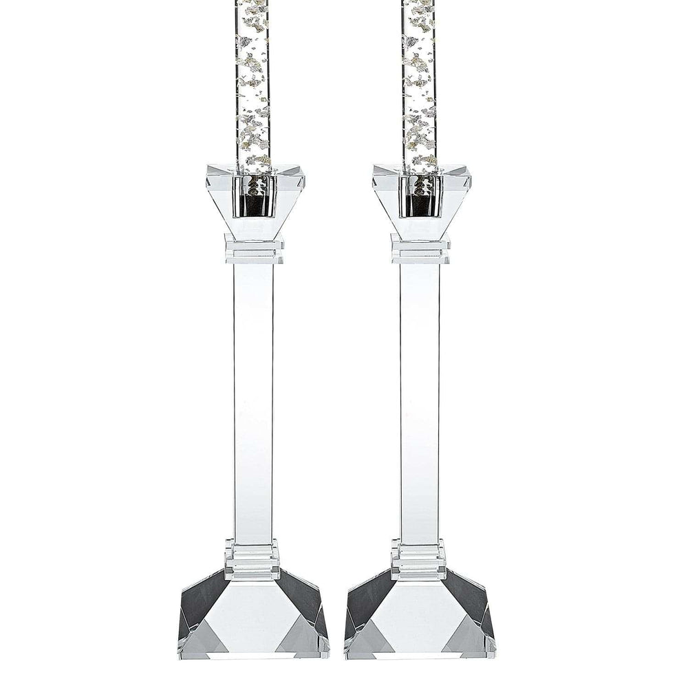 Hand Crafted Crystal Pair Classic Candle Holders - Homeroots - Flyclothing LLC