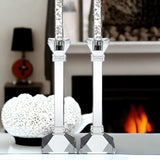 Hand Crafted Crystal Pair Classic Candle Holders - Homeroots - Flyclothing LLC