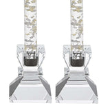 Hand Crafted Crystal Pair Of Handcrafted Candle Holders - Homeroots - Flyclothing LLC