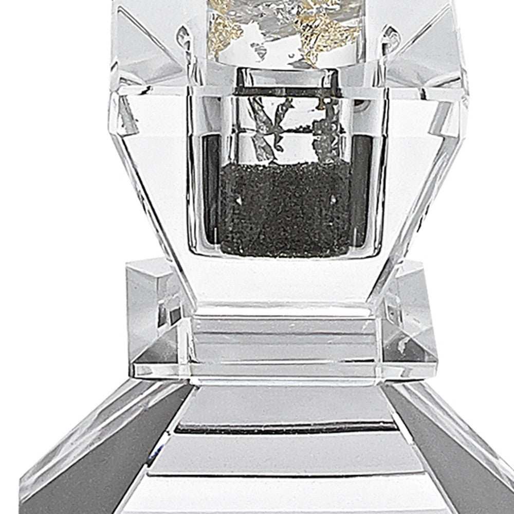 Hand Crafted Crystal Pair Of Handcrafted Candle Holders - Homeroots - Flyclothing LLC