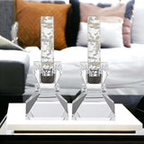 Hand Crafted Crystal Pair Of Handcrafted Candle Holders - Homeroots - Flyclothing LLC