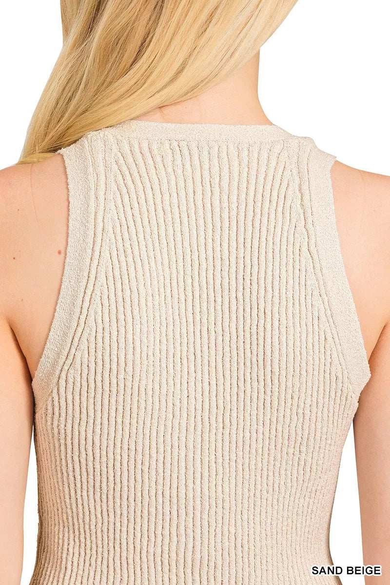 Zenana Ribbed Knit Button-Down Sweater Vest - Trendsi - Flyclothing LLC