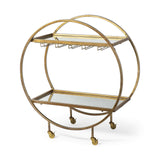Showstopper Circular Rolling Gold Bar Cart - Homeroots - Flyclothing LLC