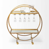 Showstopper Circular Rolling Gold Bar Cart - Homeroots - Flyclothing LLC