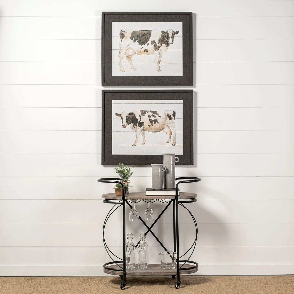Cyclider Black Metal With Two Wooden Shelves Bar Cart - Homeroots - Flyclothing LLC